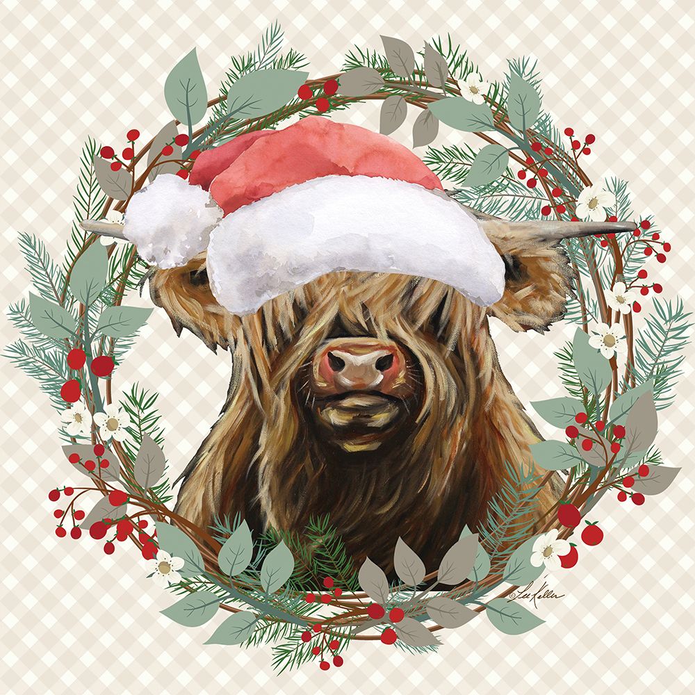 Christmas Highland Cow art print by Lee Keller for $57.95 CAD