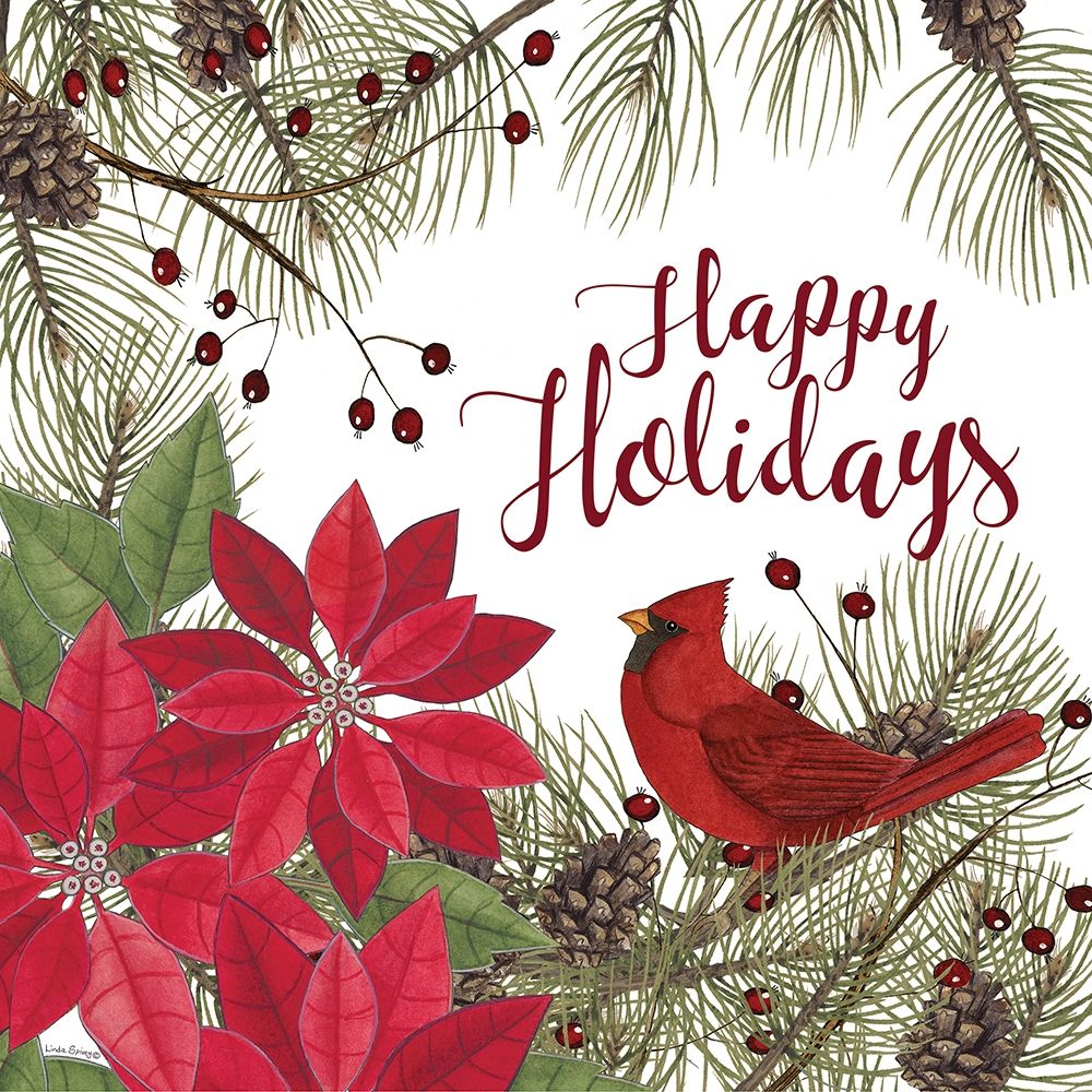 Cardinal and Poinsettias art print by Linda Spivey for $57.95 CAD