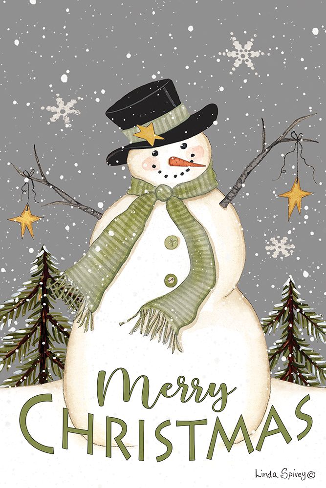Merry Christmas Snowman art print by Linda Spivey for $57.95 CAD