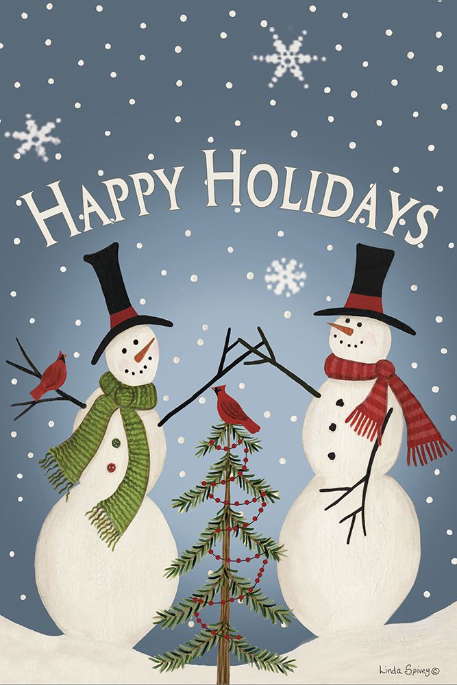 Happy Holidays Snowmen art print by Linda Spivey for $57.95 CAD