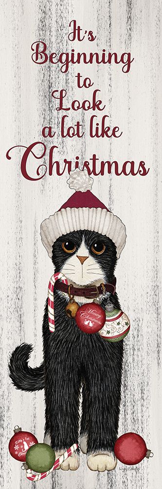 Festive Christmas Kitty art print by Linda Spivey for $57.95 CAD