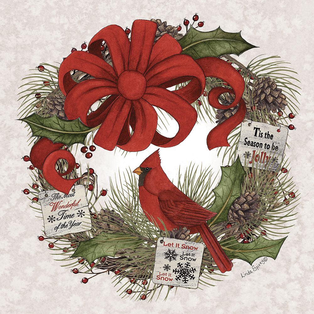 Holiday Cheer Wreath art print by Linda Spivey for $57.95 CAD