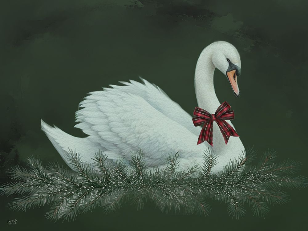 Christmas Plaid Swan art print by Lux + Me Designs for $57.95 CAD