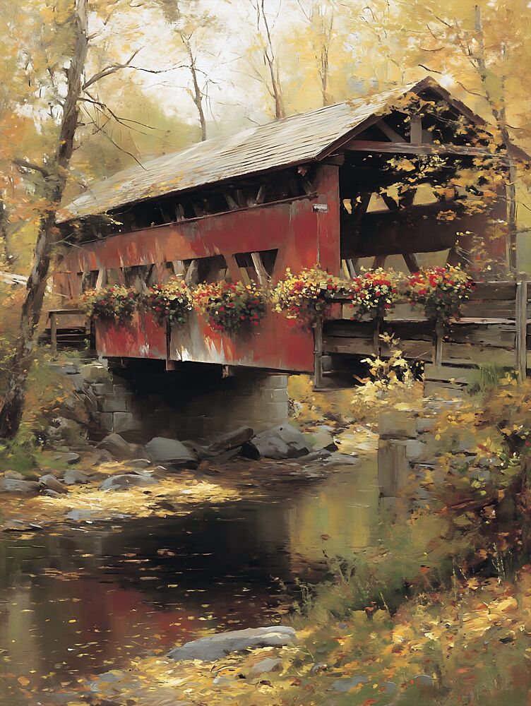 Autumn at the Bridge art print by Lux Me Designs for $57.95 CAD