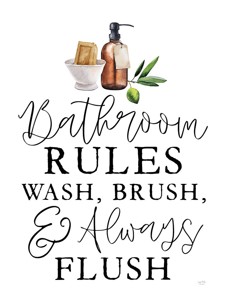 Bathroom Rules art print by Lux + Me Designs for $57.95 CAD