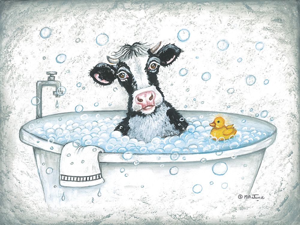 Bubble Bath Cow art print by Mary Ann June for $57.95 CAD