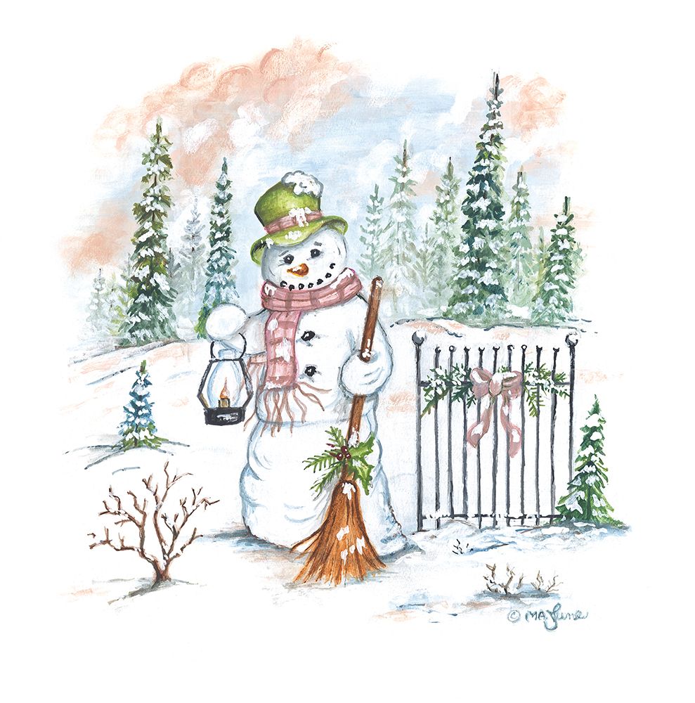 Vintage Snowman art print by Mary Ann June for $57.95 CAD