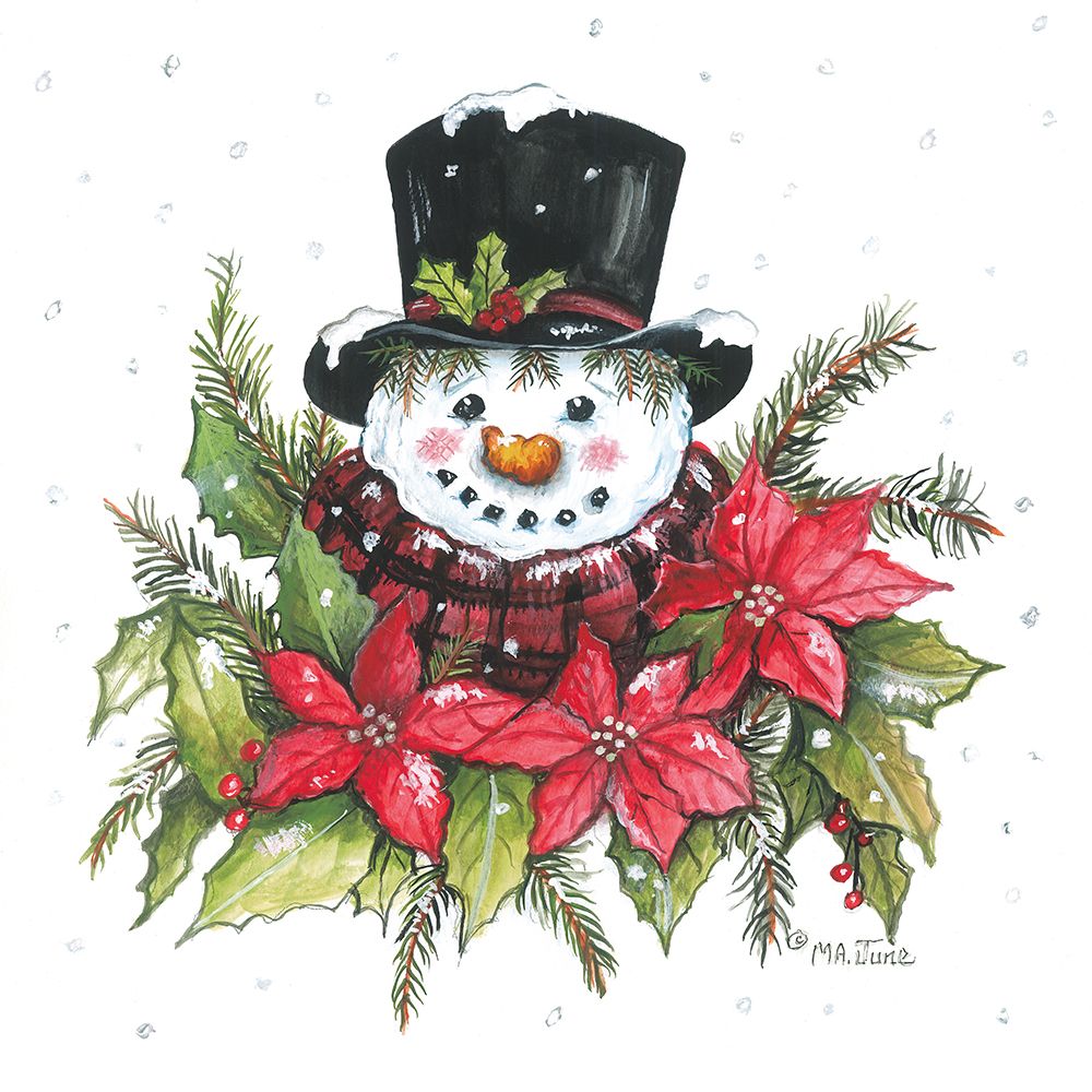 Poinsettia Snowman art print by Mary Ann June for $57.95 CAD