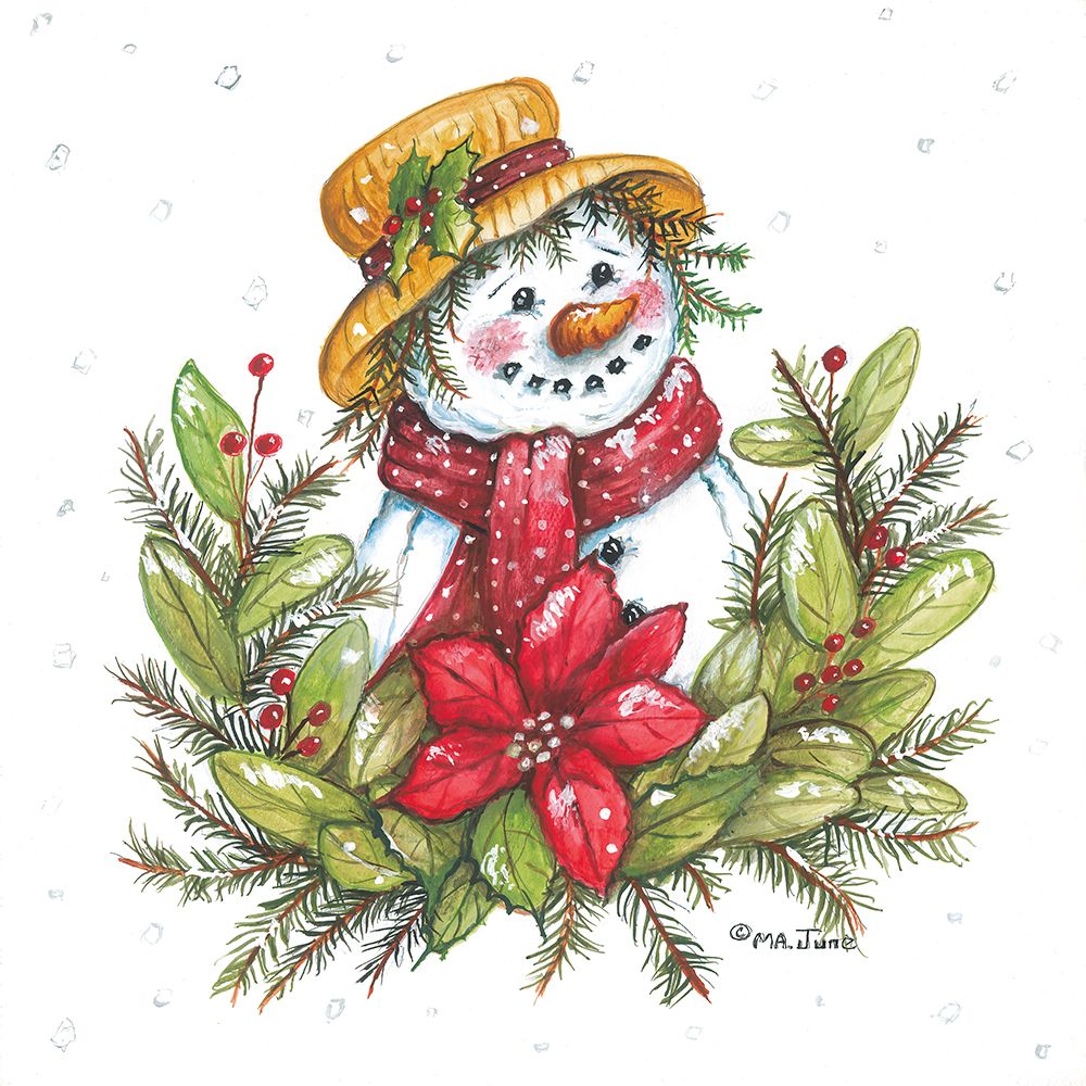 Poinsettia Snowgirl art print by Mary Ann June for $57.95 CAD