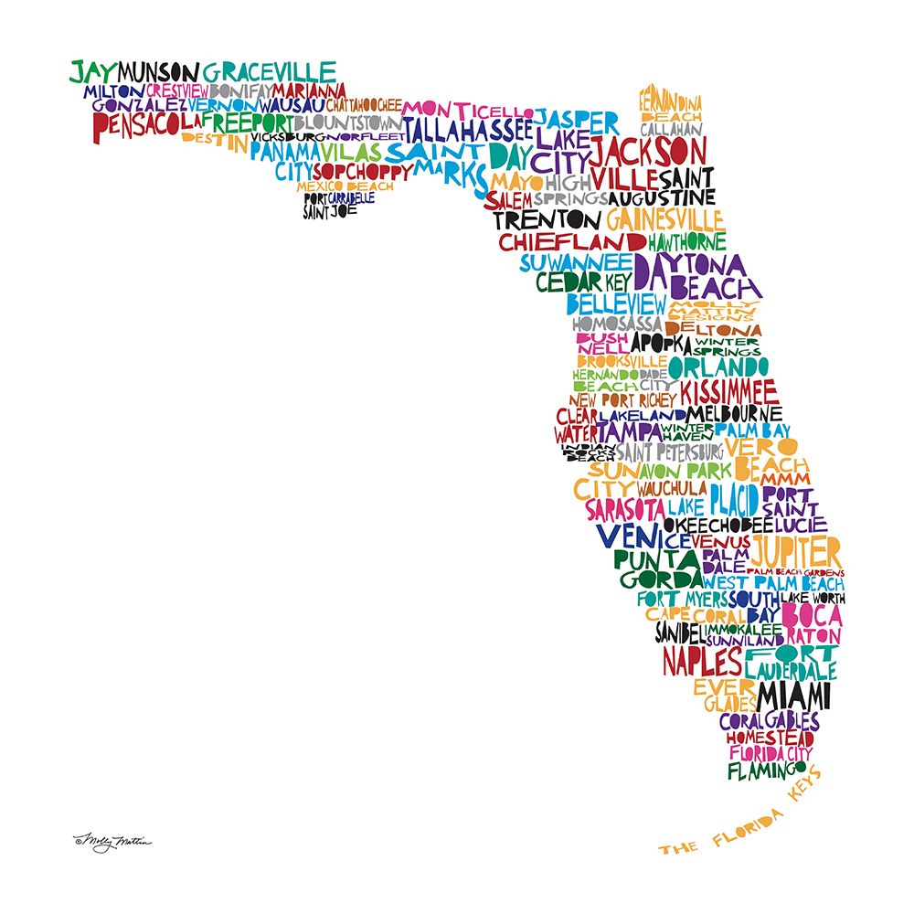 Florida Map art print by Molly Mattin for $57.95 CAD
