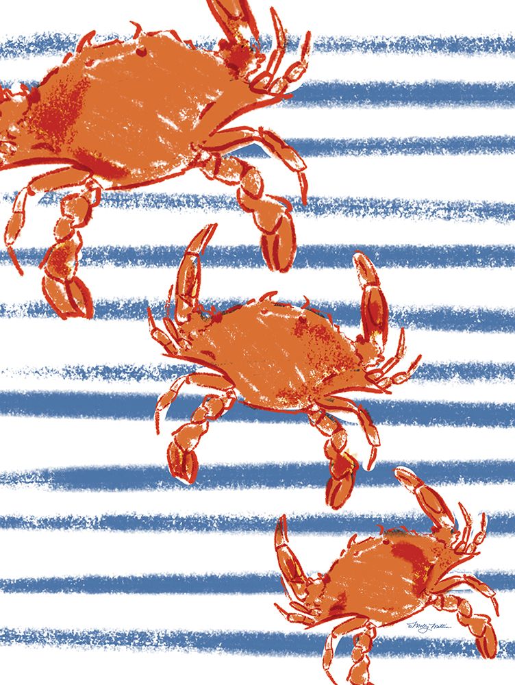Crabs on Stripes art print by Molly Mattin for $57.95 CAD