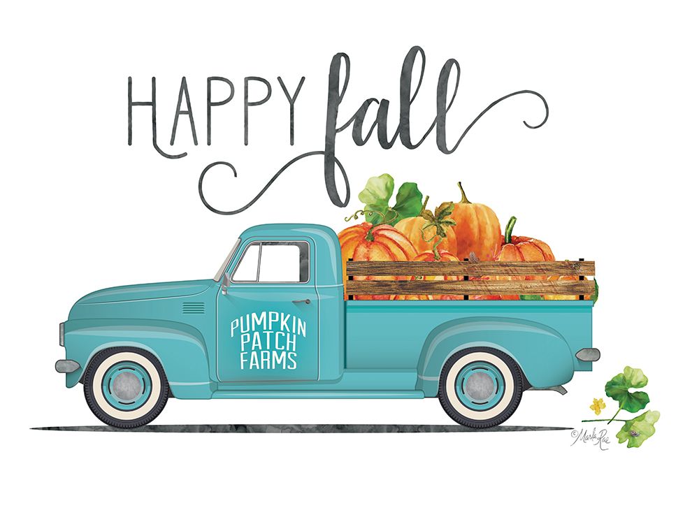 Happy Fall Vintage Truck art print by Marla Rae for $57.95 CAD
