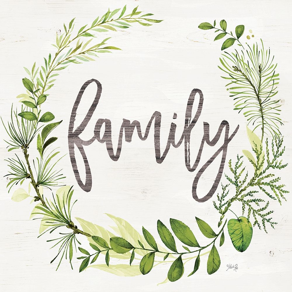 Family Greenery Wreath art print by Marla Rae for $57.95 CAD