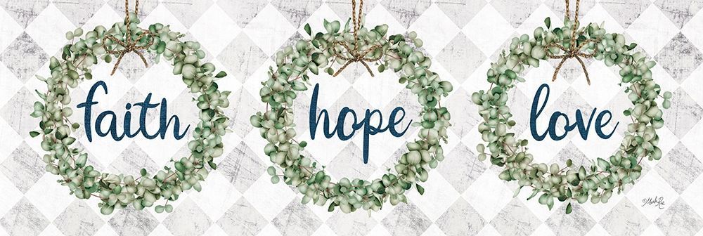 Faith Hope Love Eucalyptus Wreaths art print by Marla Rae for $57.95 CAD