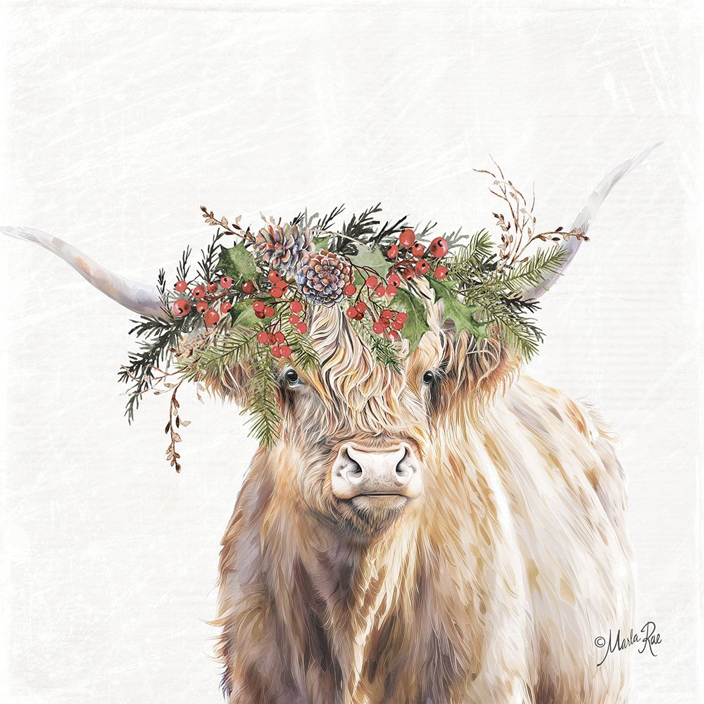 Ruddy Christmas Highland art print by Marla Rae for $57.95 CAD