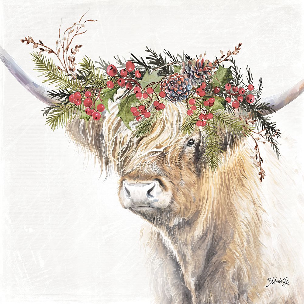 Dasher Christmas Highland art print by Marla Rae for $57.95 CAD
