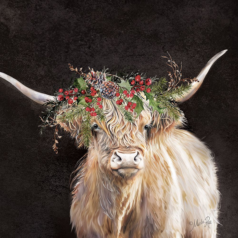 Ruddy Christmas Highland art print by Marla Rae for $57.95 CAD