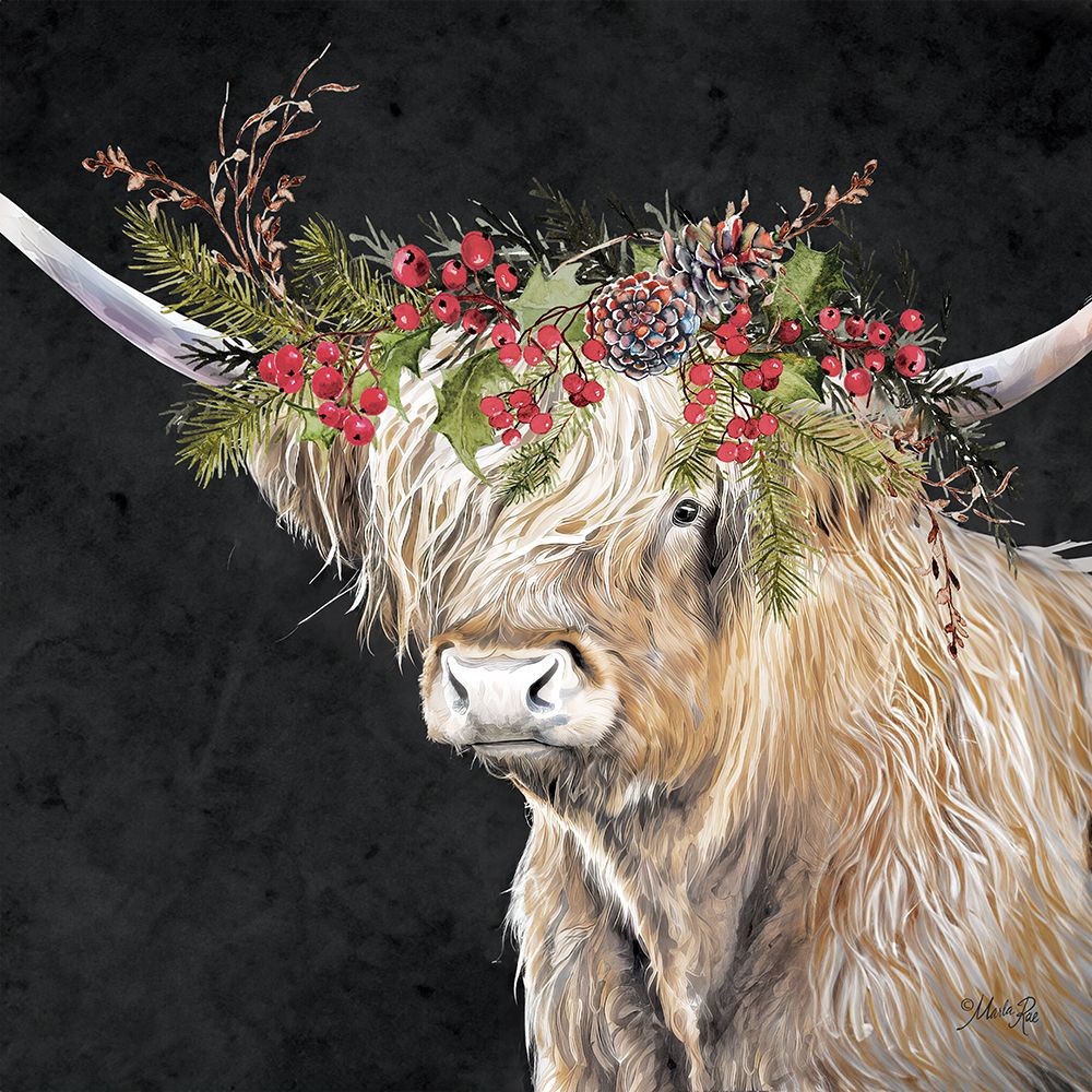 Dasher Christmas Highland art print by Marla Rae for $57.95 CAD