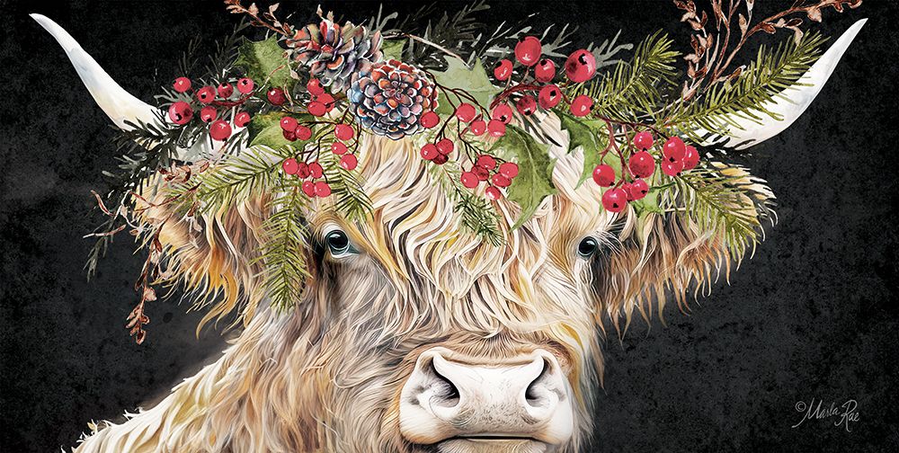 Red Berry Christmas Highland II art print by Marla Rae for $57.95 CAD