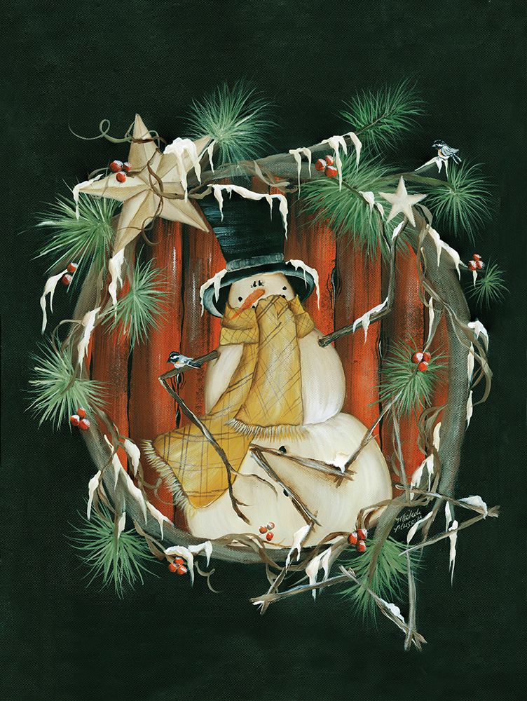 Snowman Wreath art print by Michele Musser for $57.95 CAD