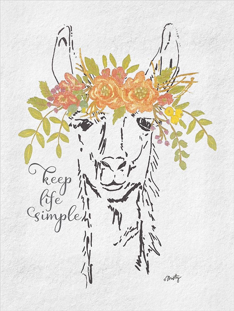 Keep Life Simple Llama art print by Misty Michelle for $57.95 CAD
