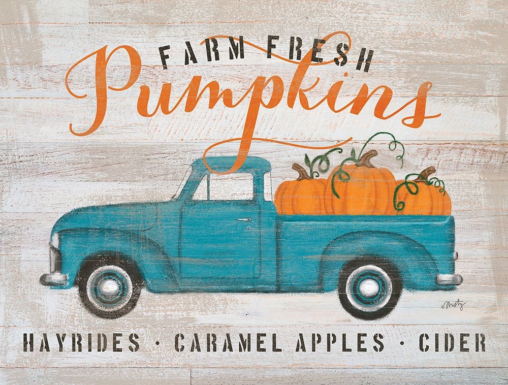 Blue Truck Pumpkin Patch art print by Misty Michelle for $57.95 CAD