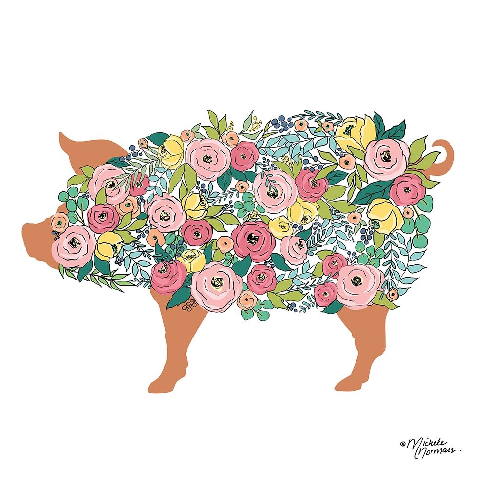 Floral Pig art print by Michele Norman for $57.95 CAD