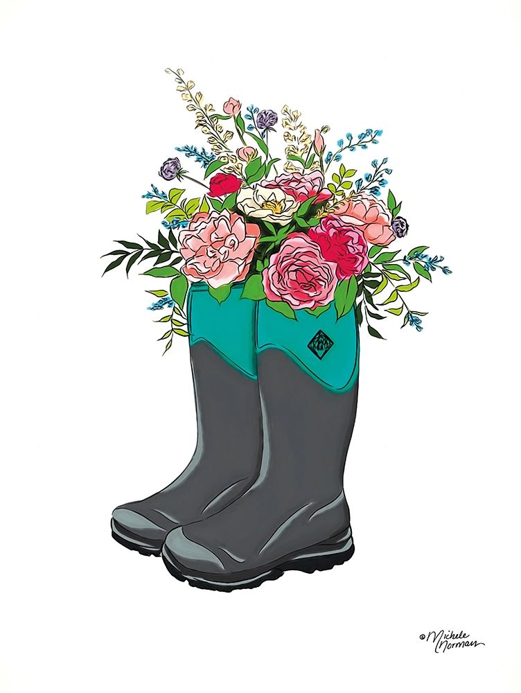 Floral Boots art print by Michele Norman for $57.95 CAD