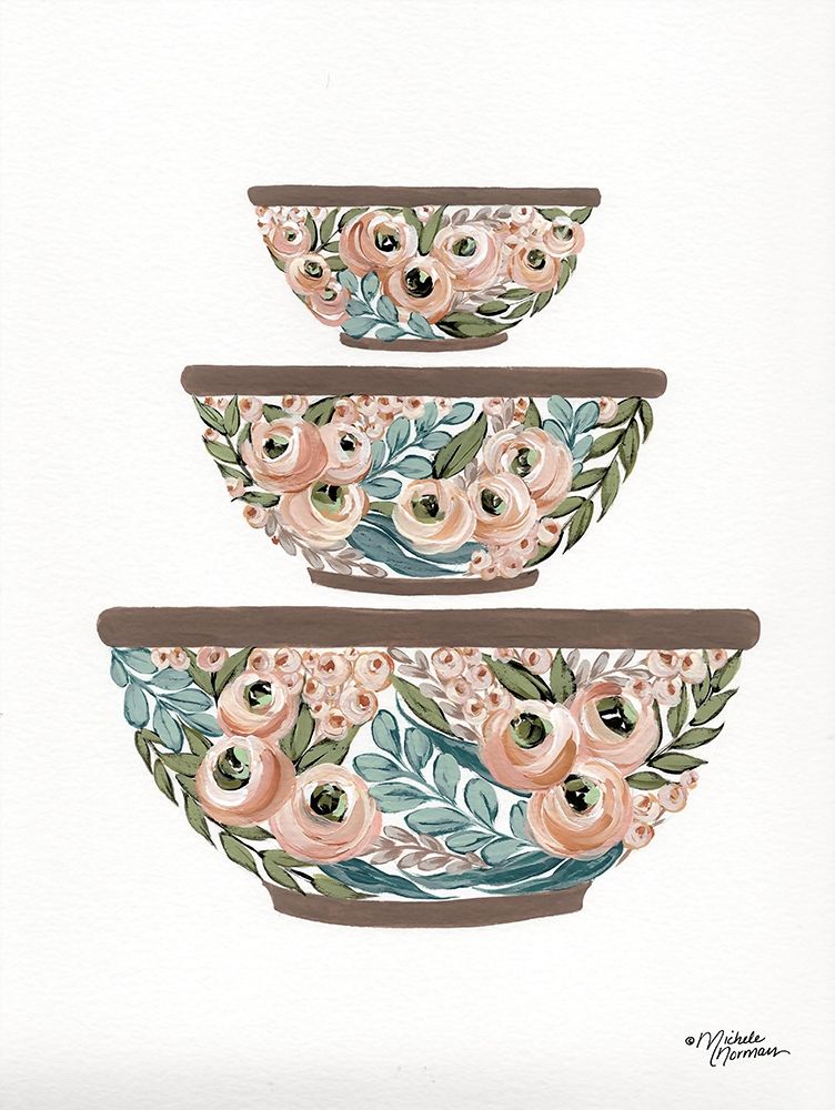 Floral Mixing Bowls art print by Michele Norman for $57.95 CAD