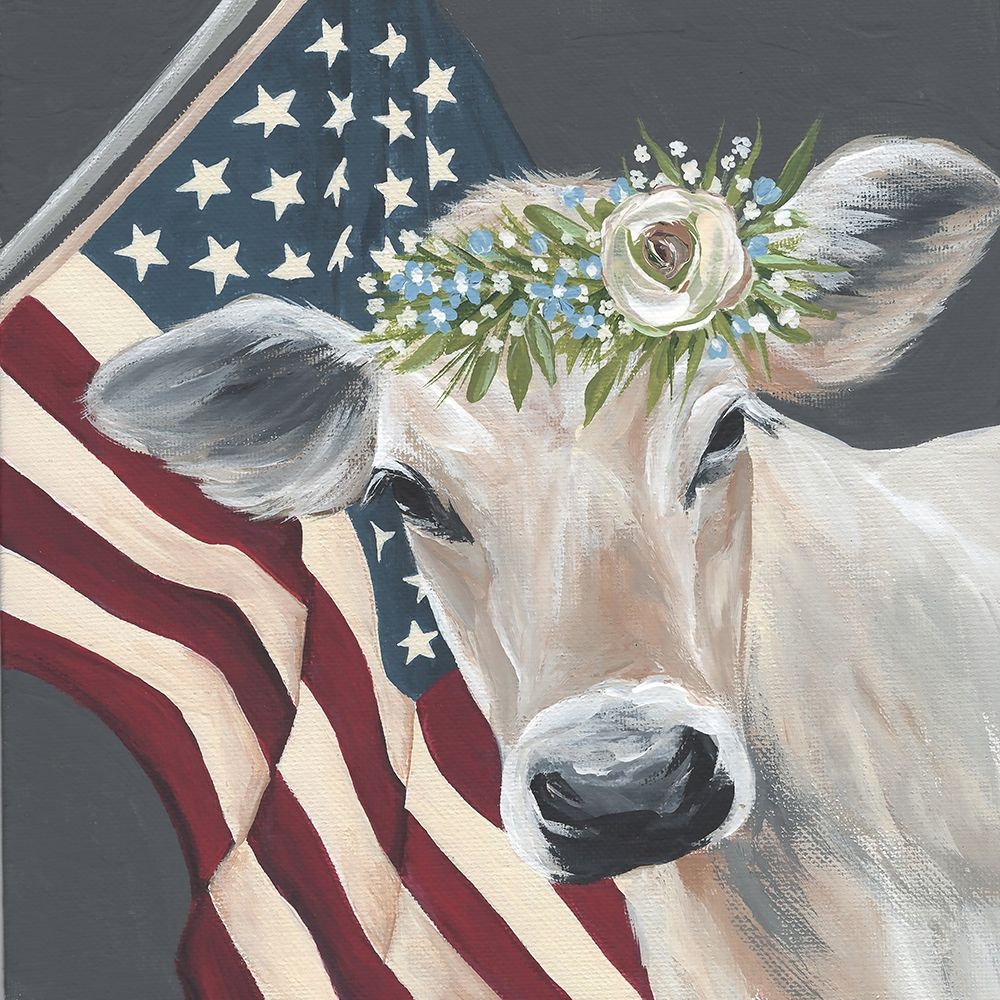Patriotic Cow art print by Michele Norman for $57.95 CAD