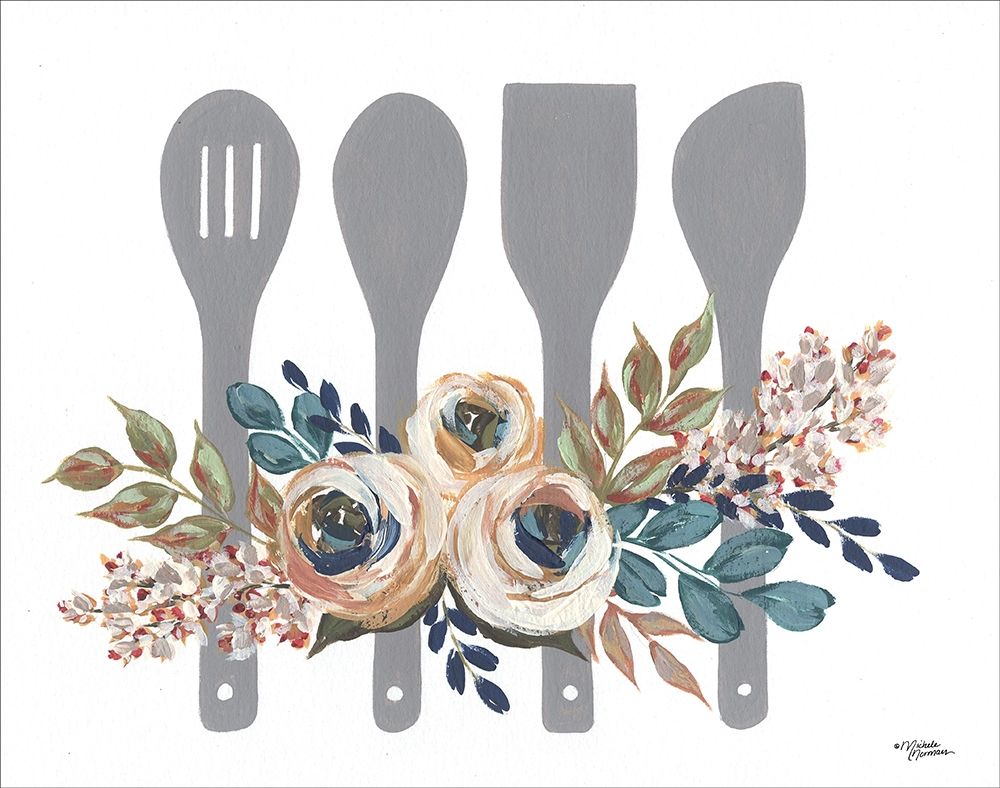 Fall Floral Baking Utensils art print by Michele Norman for $57.95 CAD
