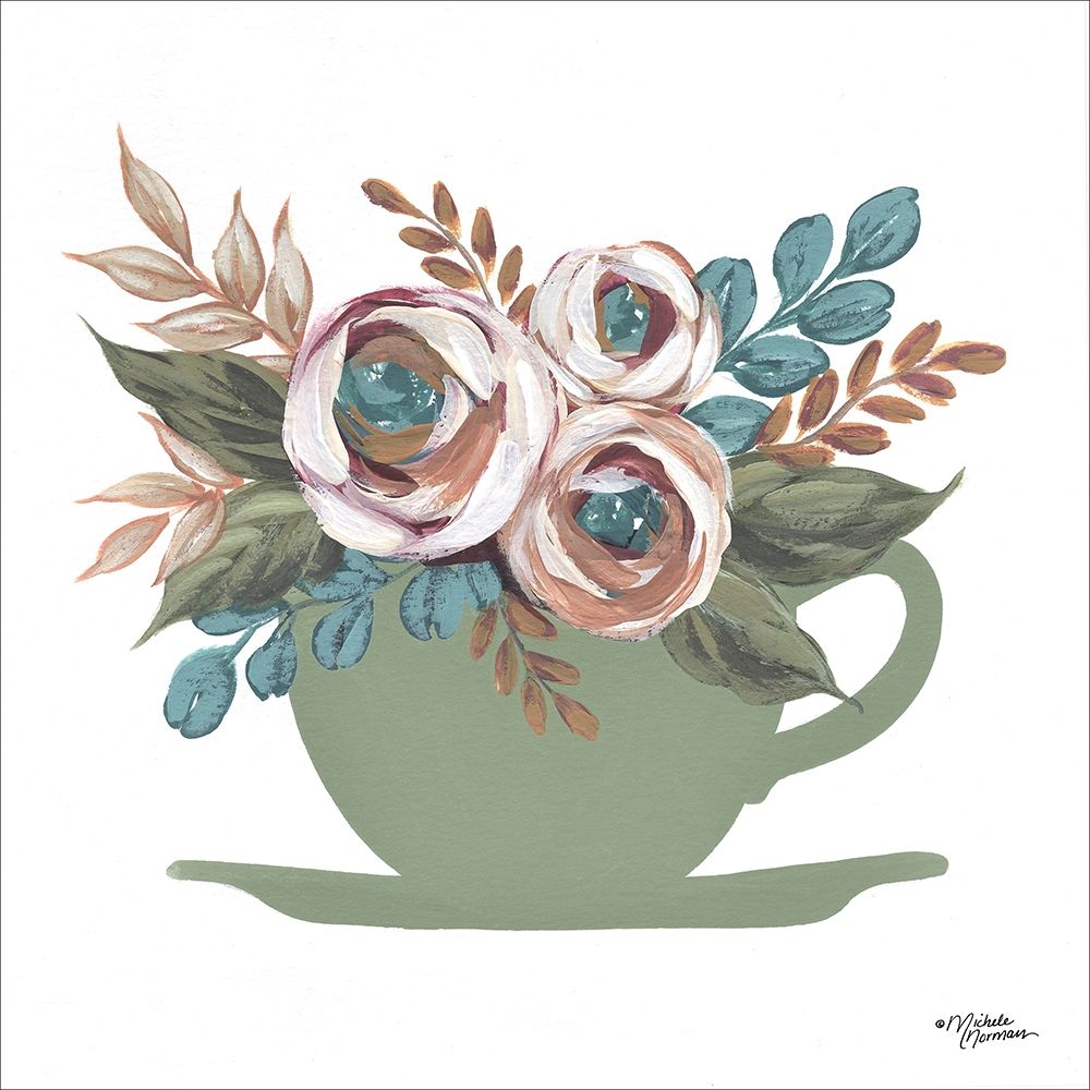 Floral Coffee Cup art print by Michele Norman for $57.95 CAD