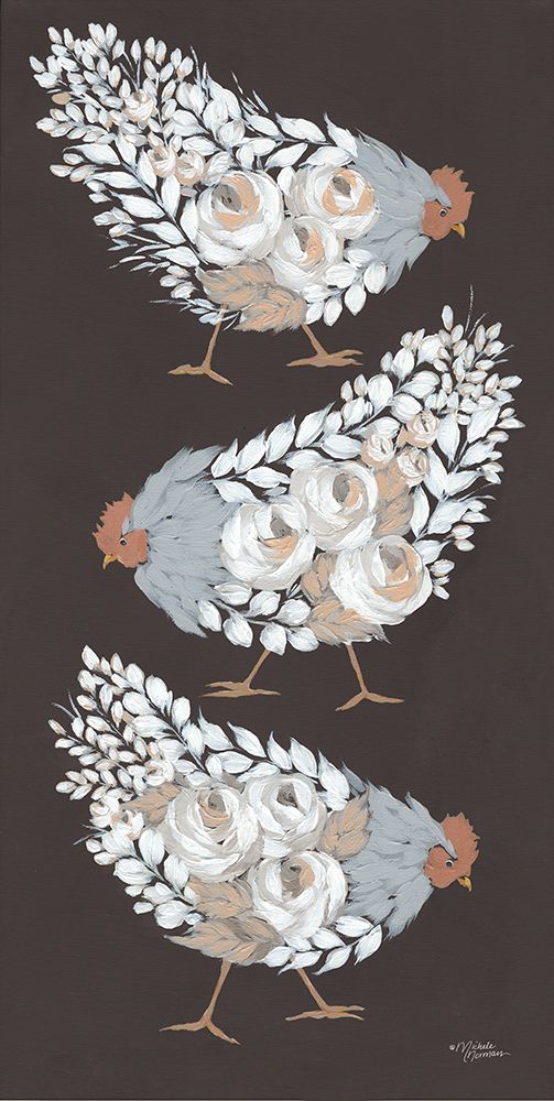 Neutral Floral Hens art print by Michele Norman for $57.95 CAD