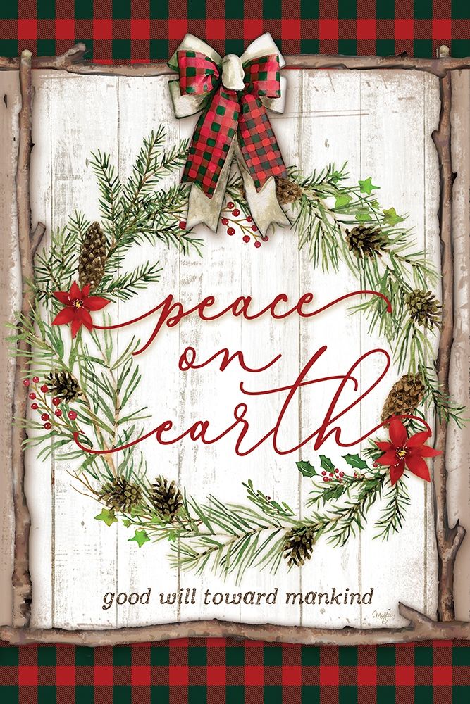 Peace on Earth Buffalo Plaid art print by Mollie B. for $57.95 CAD