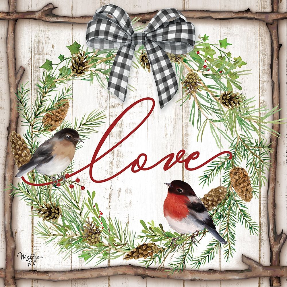 Love Pinecone Wreath art print by Mollie B. for $57.95 CAD