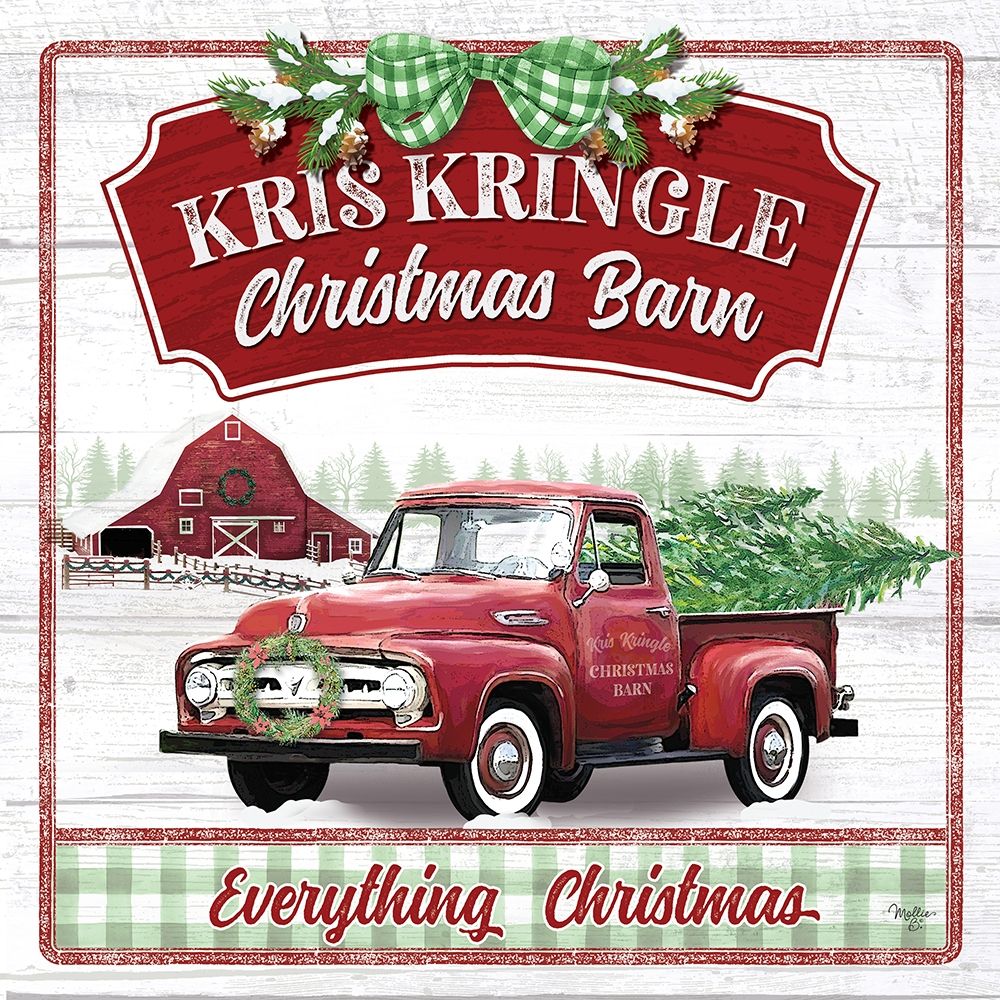 Kris Kringle Christmas Barn art print by Mollie B. for $57.95 CAD