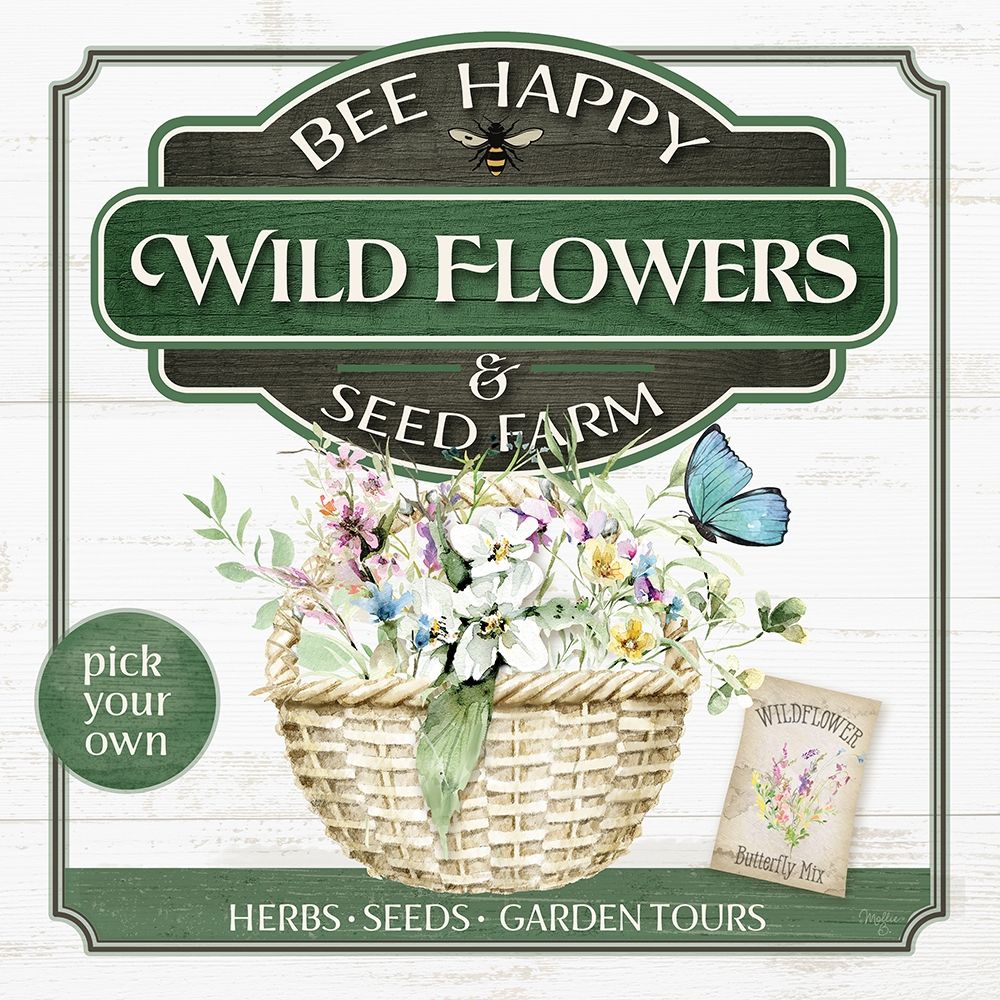 Bee Happy Wildflowers art print by Mollie B. for $57.95 CAD