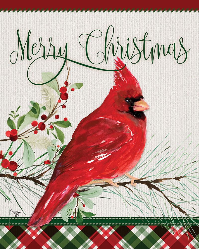 Merry Christmas Cardinal art print by Mollie B. for $57.95 CAD