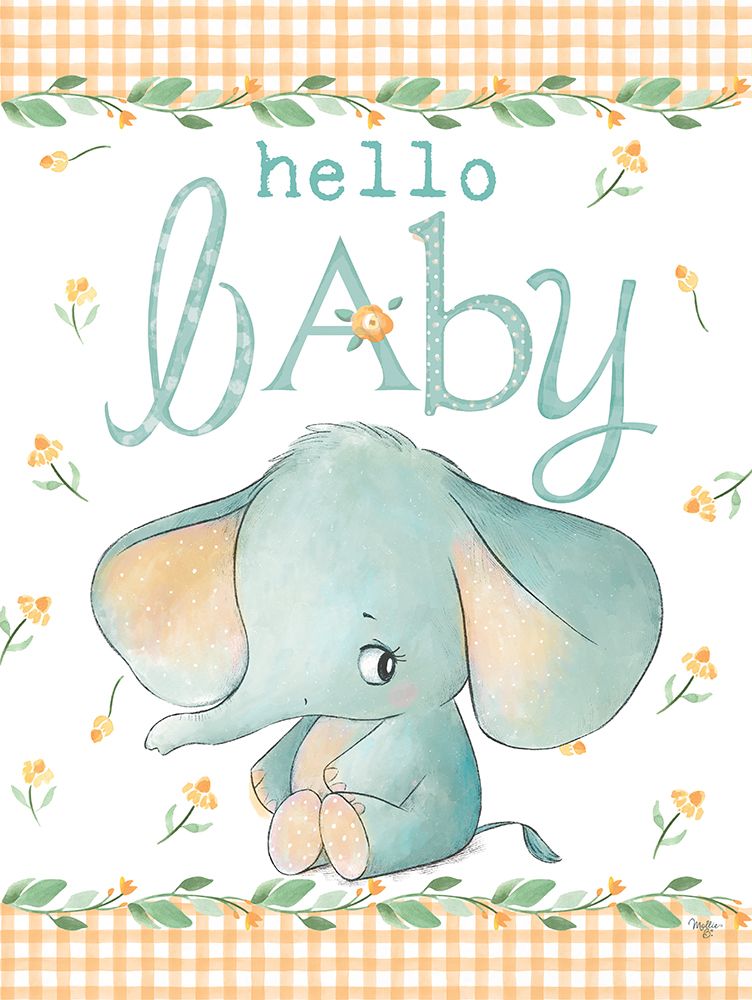 Hello Baby Elephant Yellow art print by Mollie B. for $57.95 CAD