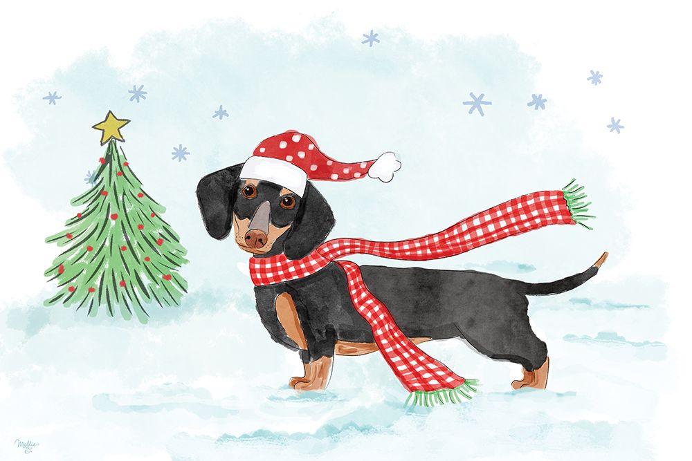 Christmas Dachshund Dog art print by Mollie B. for $57.95 CAD