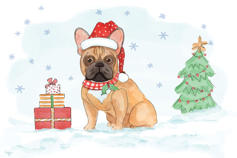 Christmas Frenchie Dog art print by Mollie B. for $57.95 CAD