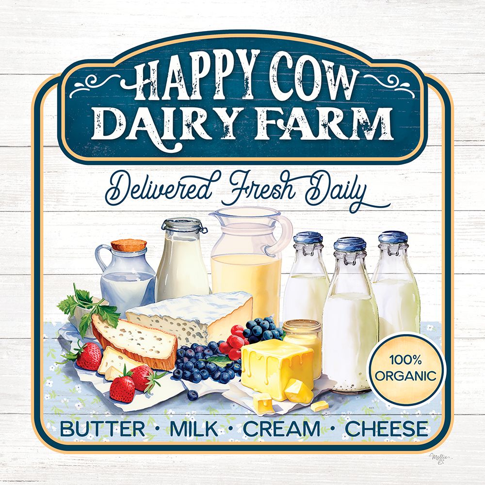 Happy Cow Dairy Farm art print by Mollie B. for $57.95 CAD