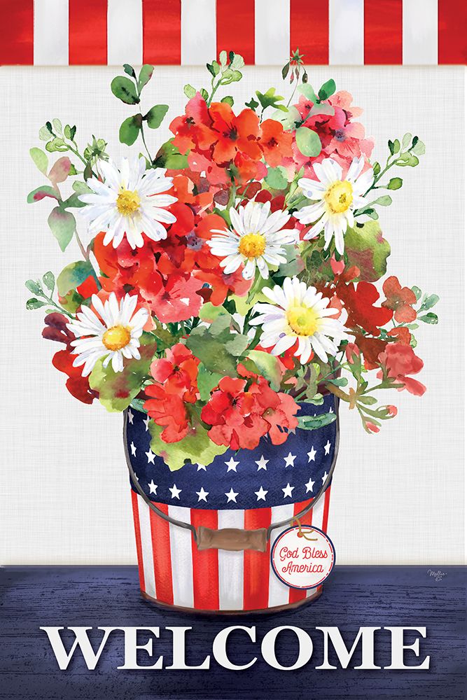 Patriotic Flower Bucket art print by Mollie B. for $57.95 CAD