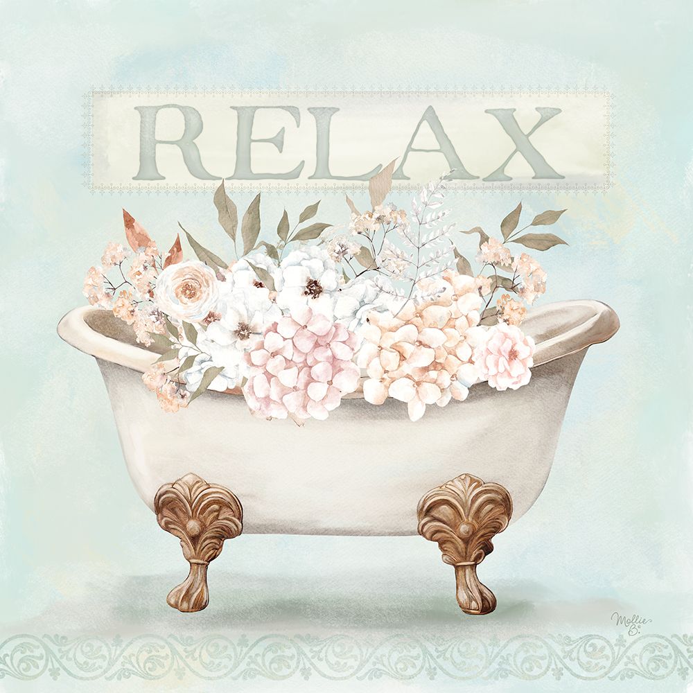 Relax Floral Tub art print by Mollie B. for $57.95 CAD