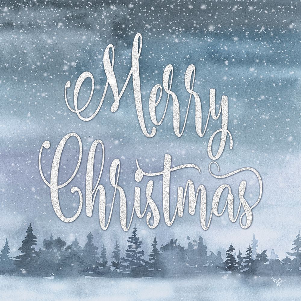 Snowy Skies Merry Christmas art print by Mollie B. for $57.95 CAD