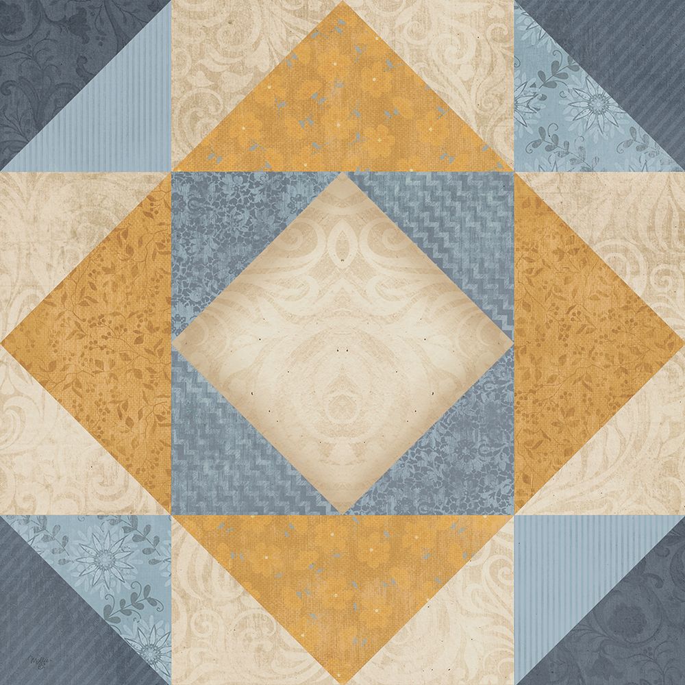 Blue and Gold Quilt Square art print by Mollie B. for $57.95 CAD