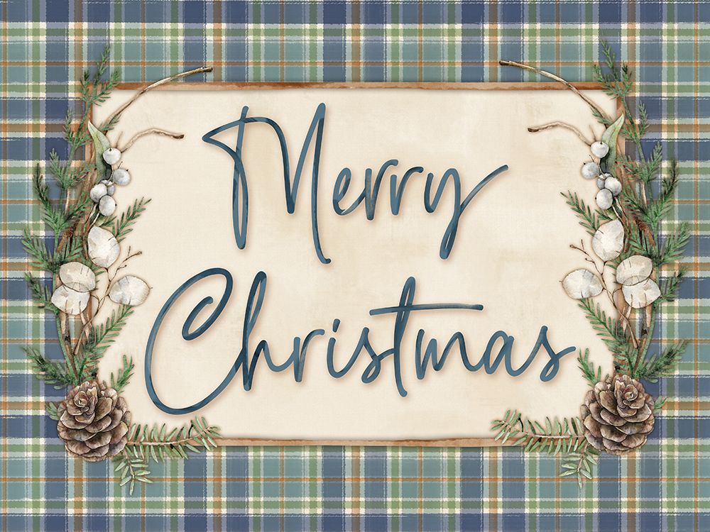 Dusty Blue Merry Christmas art print by Mollie B. for $57.95 CAD