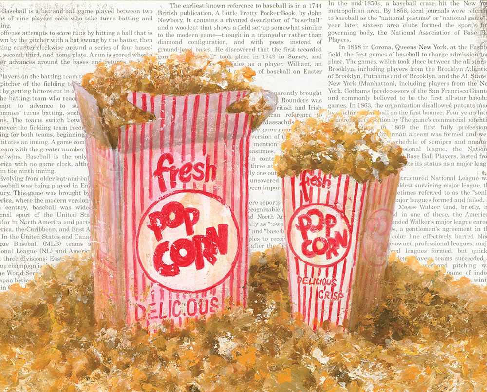 Popcorn and Baseball art print by Masey St. Studios for $57.95 CAD