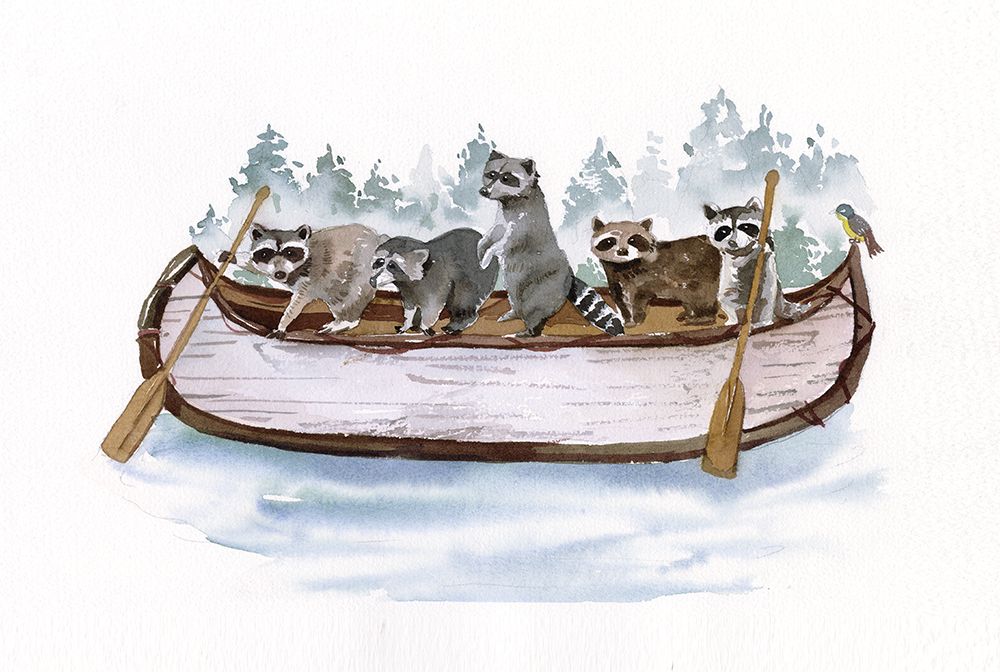 Raccoon Canoe Adventure art print by Masey St. Studios for $57.95 CAD