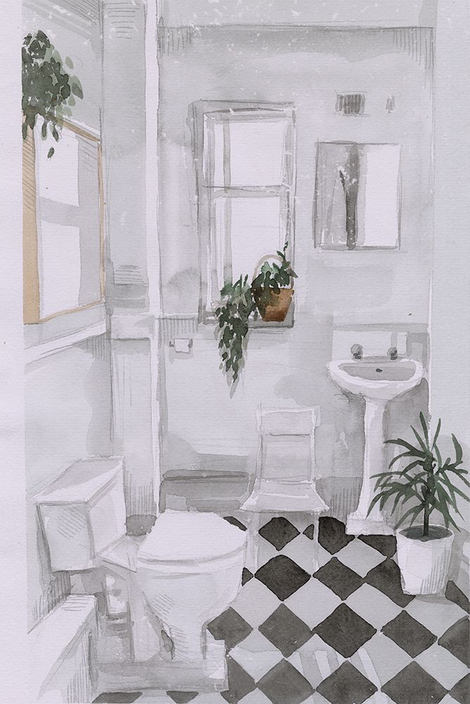 Bathroom Scene II art print by Masey St. Studios for $57.95 CAD